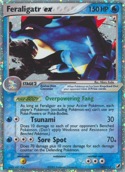 Feraligatr ex Pokémon card from Unseen Forces, number 103 (Holo print)
