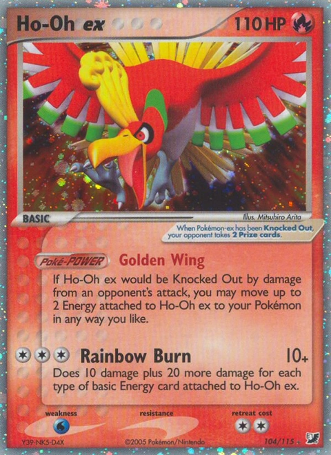 Ho-Oh ex Pokémon card from Unseen Forces, number 104 (Holo print)