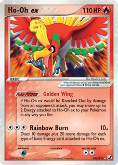 Ho-Oh ex Pokémon card, number 104