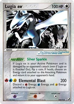 Lugia ex Pokémon card, number 105