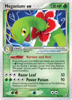 Meganium ex Pokémon card, number 106