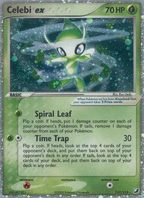 Celebi ex Pokémon card from Unseen Forces, number 117 (Holo print)