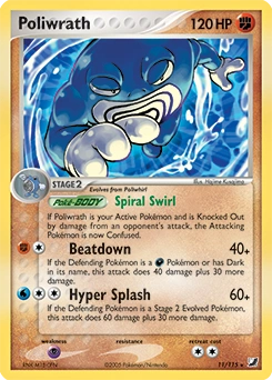 Poliwrath Pokémon card, number 11