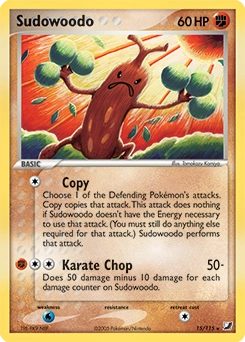 Sudowoodo Pokémon card, number 15