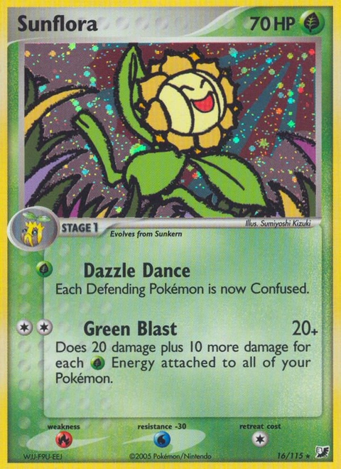 Sunflora Pokémon card from Unseen Forces, number 16 (Holo print)