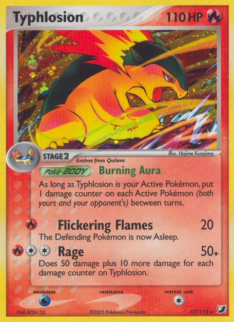 Typhlosion Pokémon card from Unseen Forces, number 17 (Standard (Deck Exclusive) print)