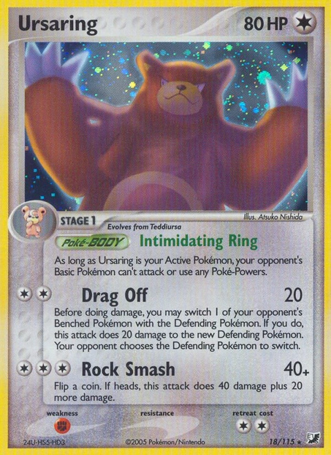 Ursaring Pokémon card from Unseen Forces, number 18 (Holo print)