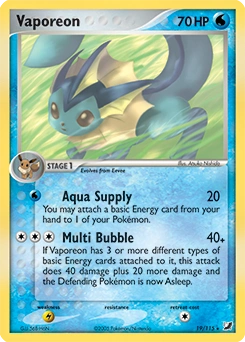 Vaporeon Pokémon card, number 19