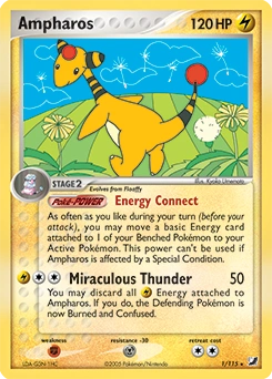 Ampharos Pokémon card, number 1