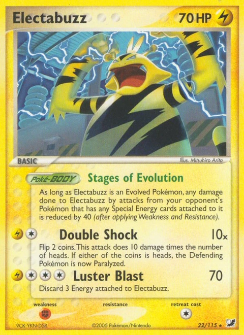 Electabuzz Pokémon card from Unseen Forces, number 22 (Standard print)
