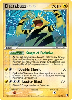 Electabuzz Pokémon card, number 22