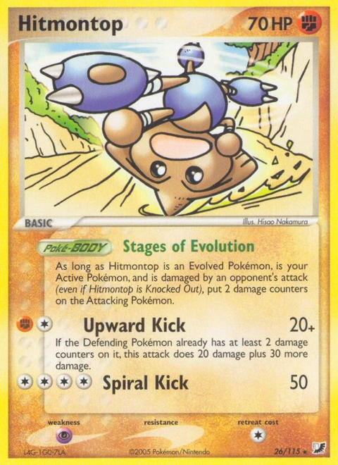 Hitmontop Pokémon card from Unseen Forces, number 26 (Standard print)