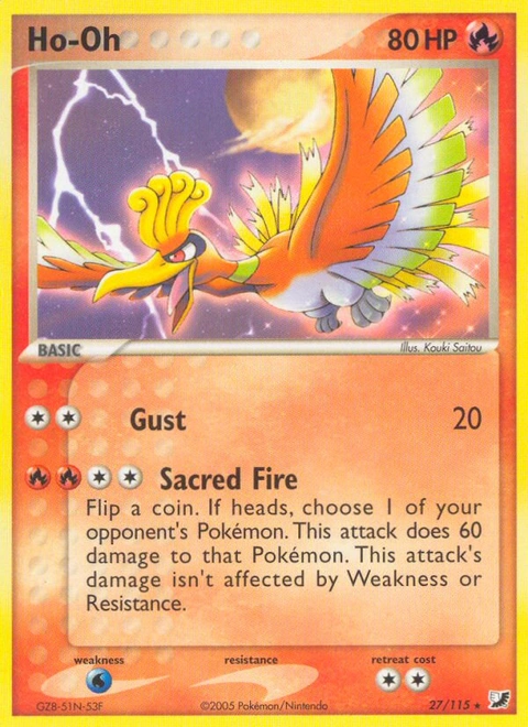Ho-Oh Pokémon card from Unseen Forces, number 27 (Standard print)