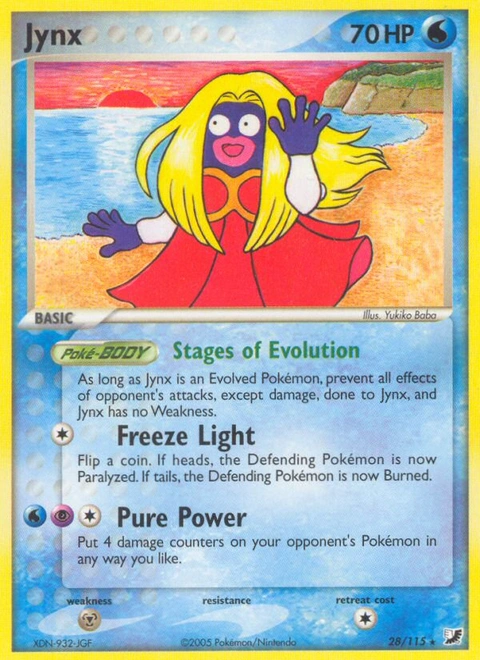 Jynx Pokémon card from Unseen Forces, number 28 (Standard print)