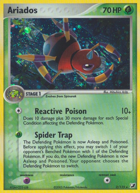 Ariados Pokémon card from Unseen Forces, number 2 (Holo print)