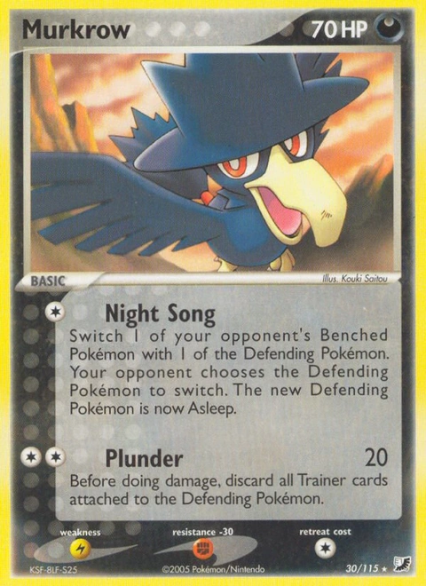 Murkrow Pokémon card from Unseen Forces, number 30 (Standard print)