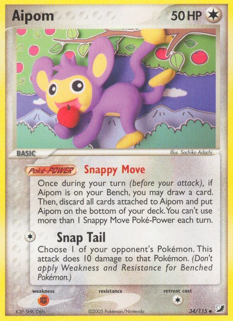 Aipom Pokémon card from Unseen Forces, number 34 (Standard print)