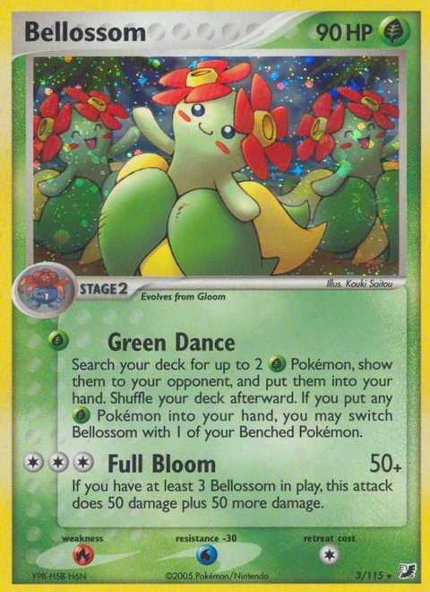 Bellossom Pokémon card from Unseen Forces, number 3 (Holo print)