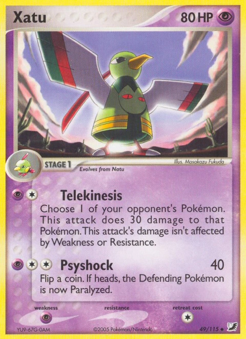 Xatu Pokémon card from Unseen Forces, number 49 (Standard print)