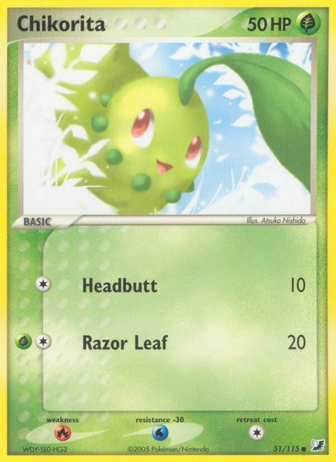 Chikorita Pokémon card from Unseen Forces, number 51 (Standard print)