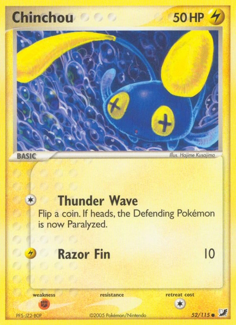 Chinchou Pokémon card from Unseen Forces, number 52 (Standard print)