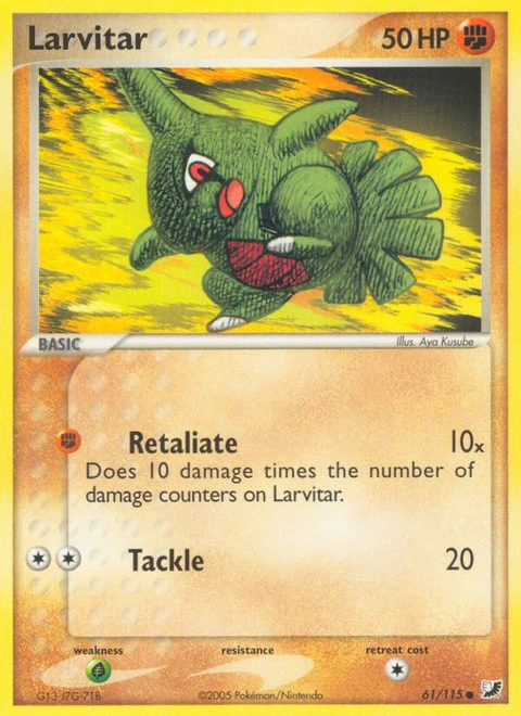 Larvitar Pokémon card from Unseen Forces, number 61 (Standard print)