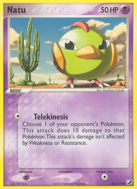 Natu Pokémon card from Unseen Forces, number 63 (Standard print)