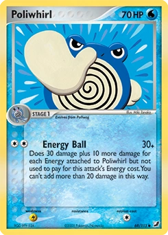 Poliwhirl Pokémon card, number 68