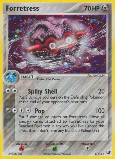 Forretress Pokémon card from Unseen Forces, number 6 (Holo print)