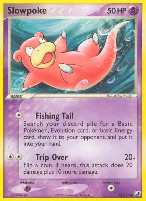Slowpoke Pokémon card from Unseen Forces, number 72 (Standard print)