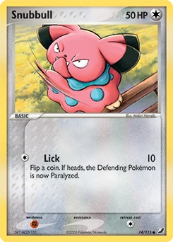 Snubbull Pokémon card, number 74