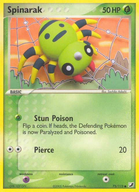 Spinarak Pokémon card from Unseen Forces, number 75 (Standard print)