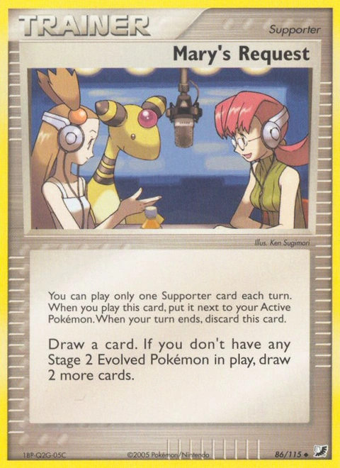 Mary's Request Pokémon card from Unseen Forces, number 86 (Standard print)