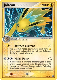 Jolteon Pokémon card, number 8