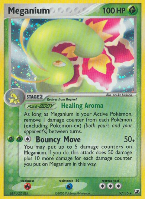 Meganium Pokémon card from Unseen Forces, number 9 (Standard (Deck Exclusive) print)