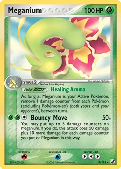 Meganium Pokémon card, number 9