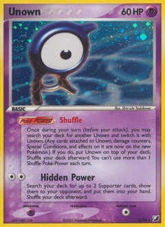 Unown Pokémon card, number A