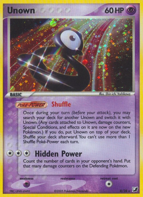 Unown Pokémon card from Unseen Forces, number B (Holo print)