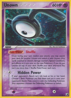 Unown Pokémon card, number E