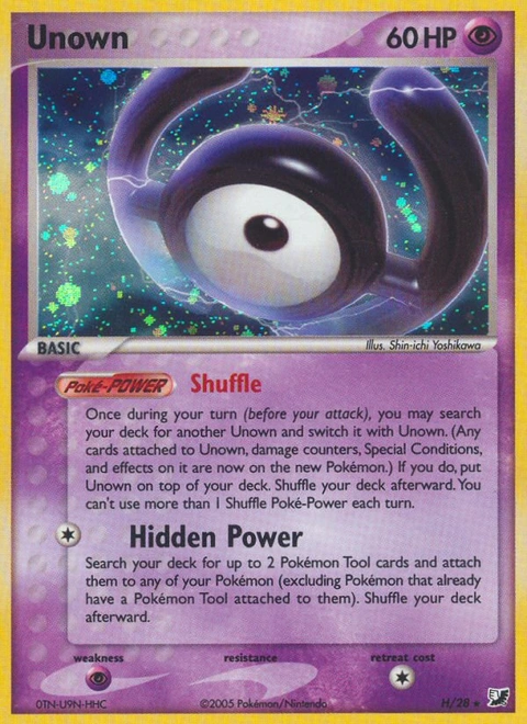 Unown Pokémon card from Unseen Forces, number H (Holo print)