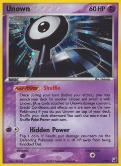 Unown Pokémon card, number L