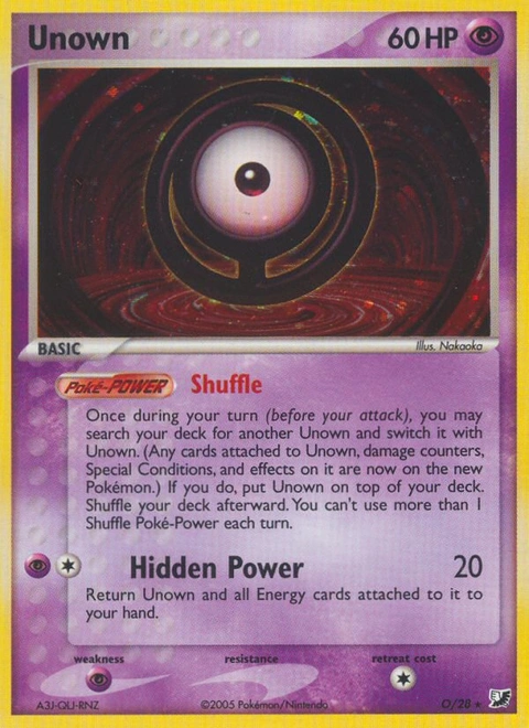 Unown Pokémon card from Unseen Forces, number O (Holo print)