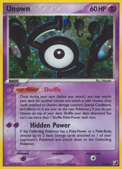 Unown Pokémon card, number S