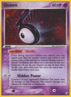 Unown Pokémon card, number T