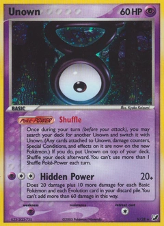 Unown Pokémon card, number V