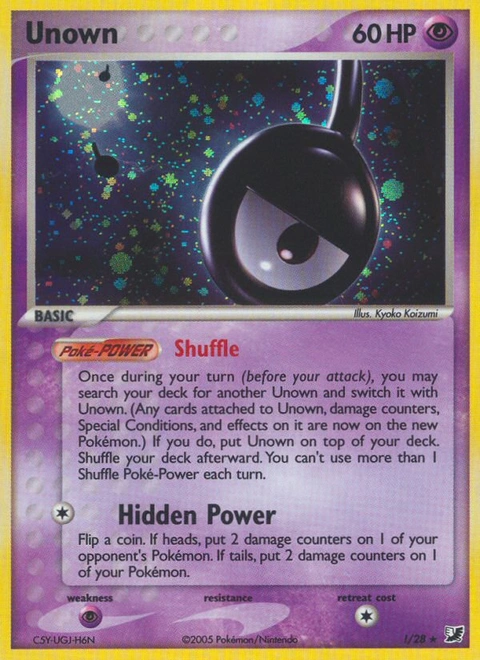 Unown Pokémon card from Unseen Forces, number ! (Holo print)