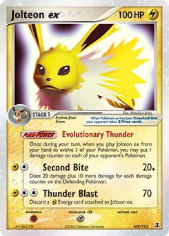 Jolteon ex Pokémon card, number 109