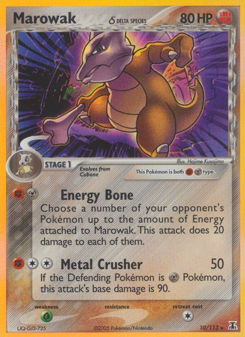 Marowak δ Pokémon card from Delta Species, number 10 (Holo print)