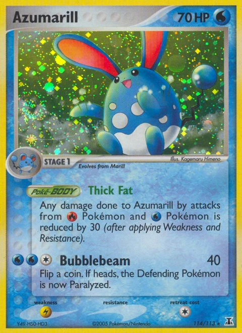 Azumarill Pokémon card from Delta Species, number 114 (Holo print)