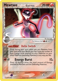 Mewtwo δ Pokémon card, number 12